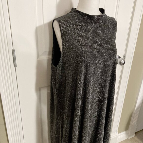 REITMANS Plus-size dark silver metallic mock neck flowy shift dress ~ 2X XXL - Picture 4 of 12
